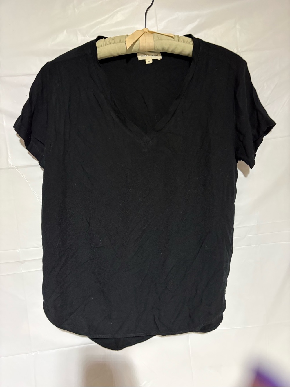 cloth & stone Black V-Neck Short Sleeve Tee